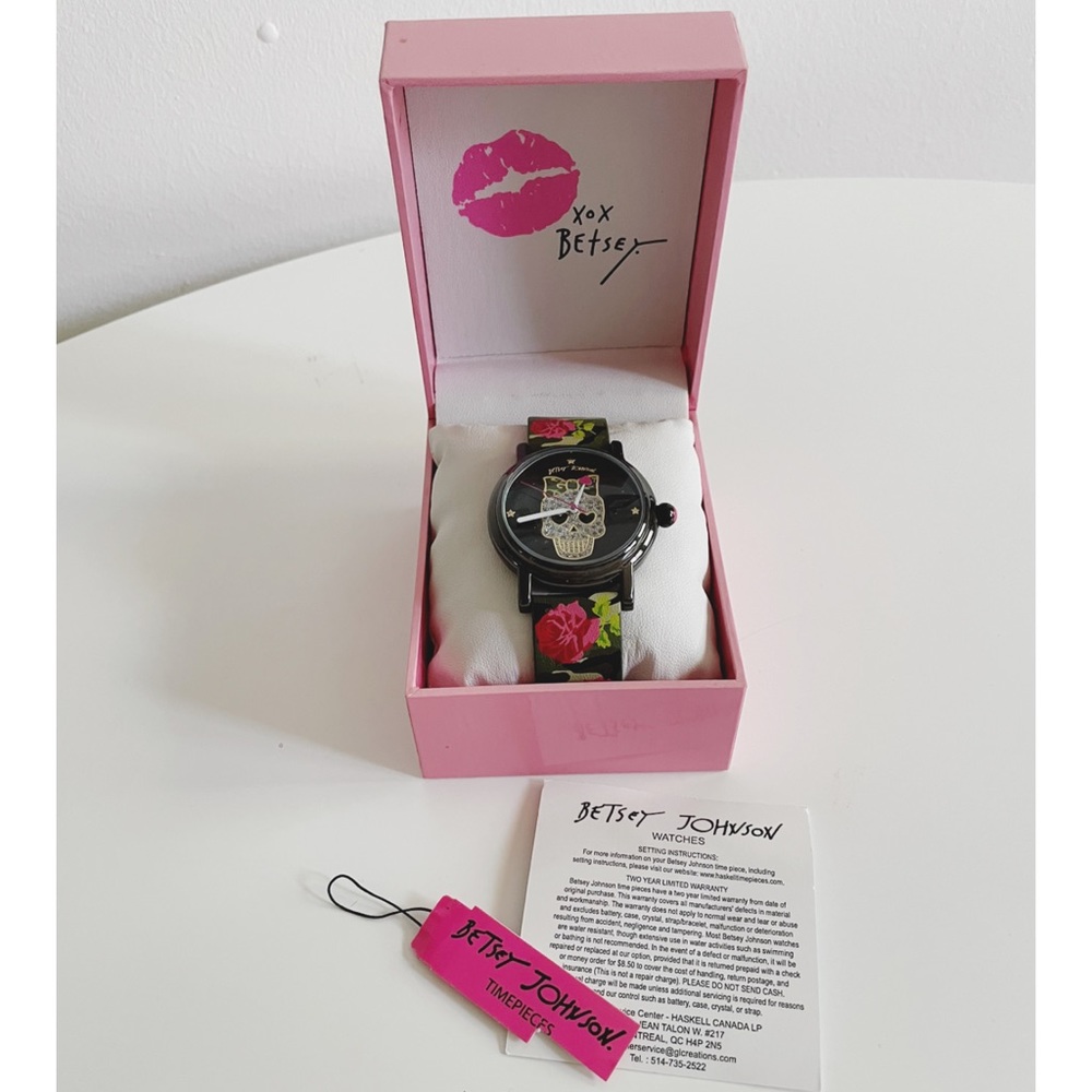 Betsy Johnson skull camo/rose watch timepiece